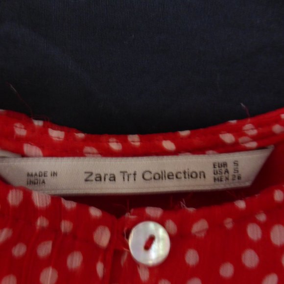 ZARA TRF COLLECTION, small, red polka dot spaghetti strap dress, rope belt BNWOT - Picture 5 of 11